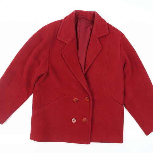 Country Casuals Womens Red Pea Coat Coat Size 8 Button - Vintage