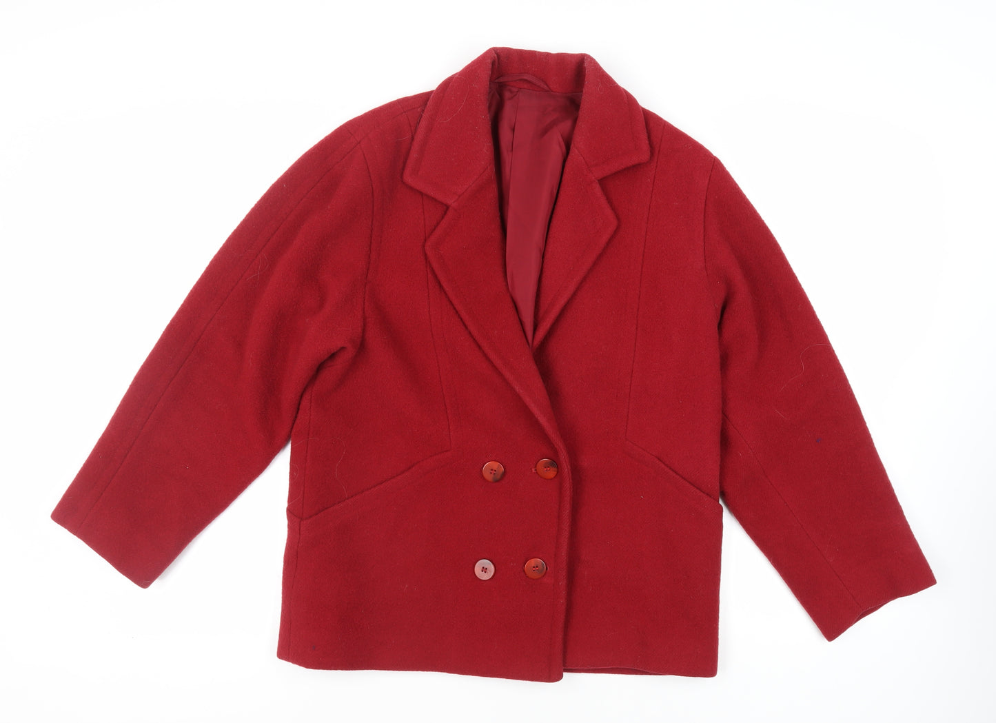 Country Casuals Womens Red Pea Coat Coat Size 8 Button - Vintage