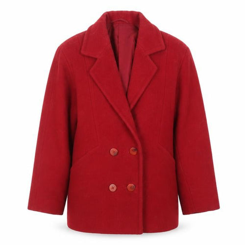 Country Casuals Womens Red Pea Coat Coat Size 8 Button - Vintage