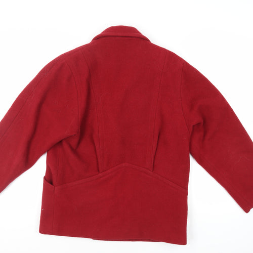 Country Casuals Womens Red Pea Coat Coat Size 8 Button - Vintage