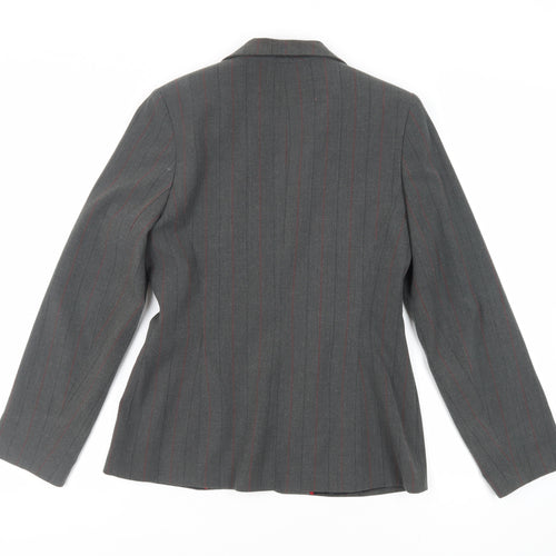 New Look Womens Grey Striped Jacket Blazer Size 12 Button
