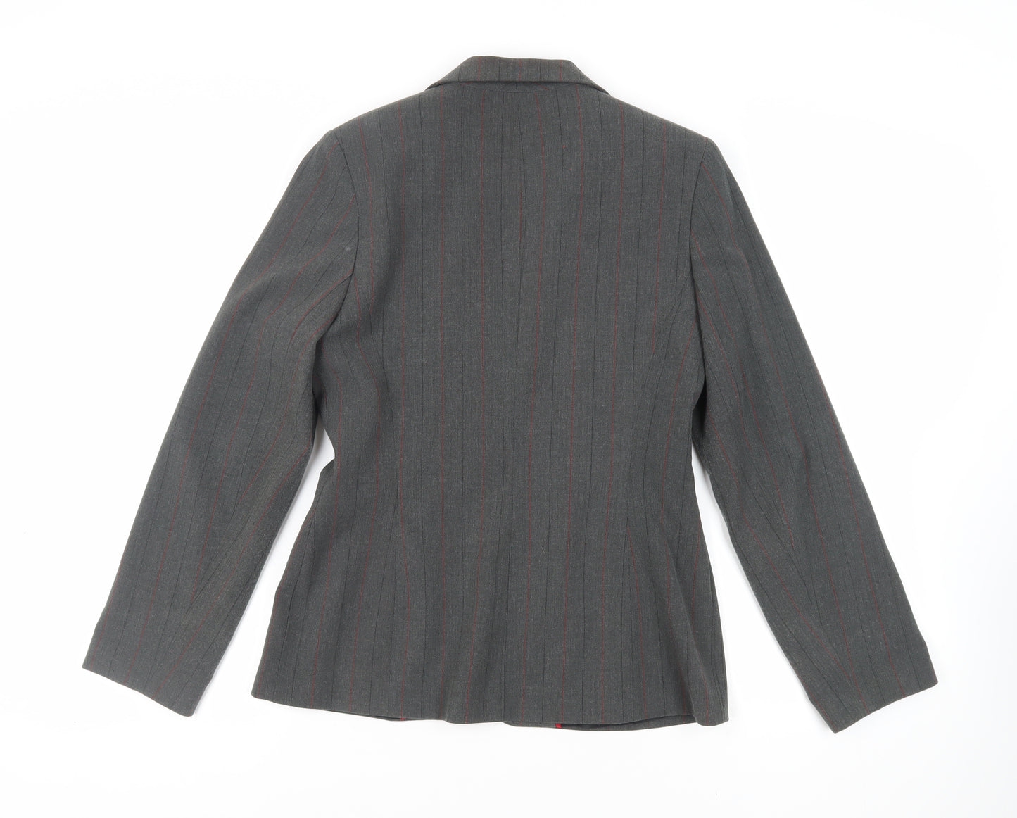 New Look Womens Grey Striped Jacket Blazer Size 12 Button