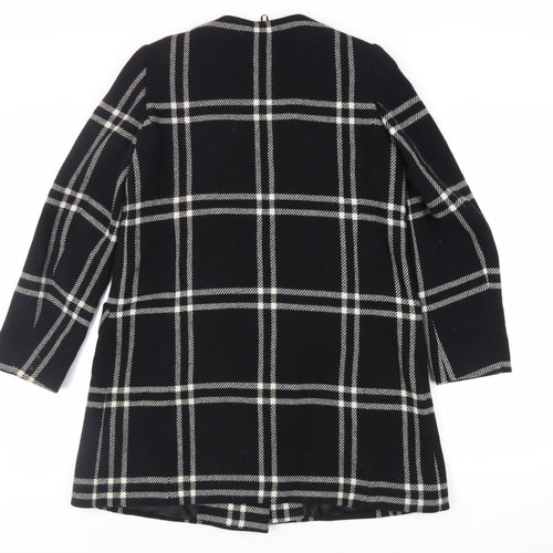 ALEX&CO Womens Black Plaid Overcoat Coat Size 10 Button