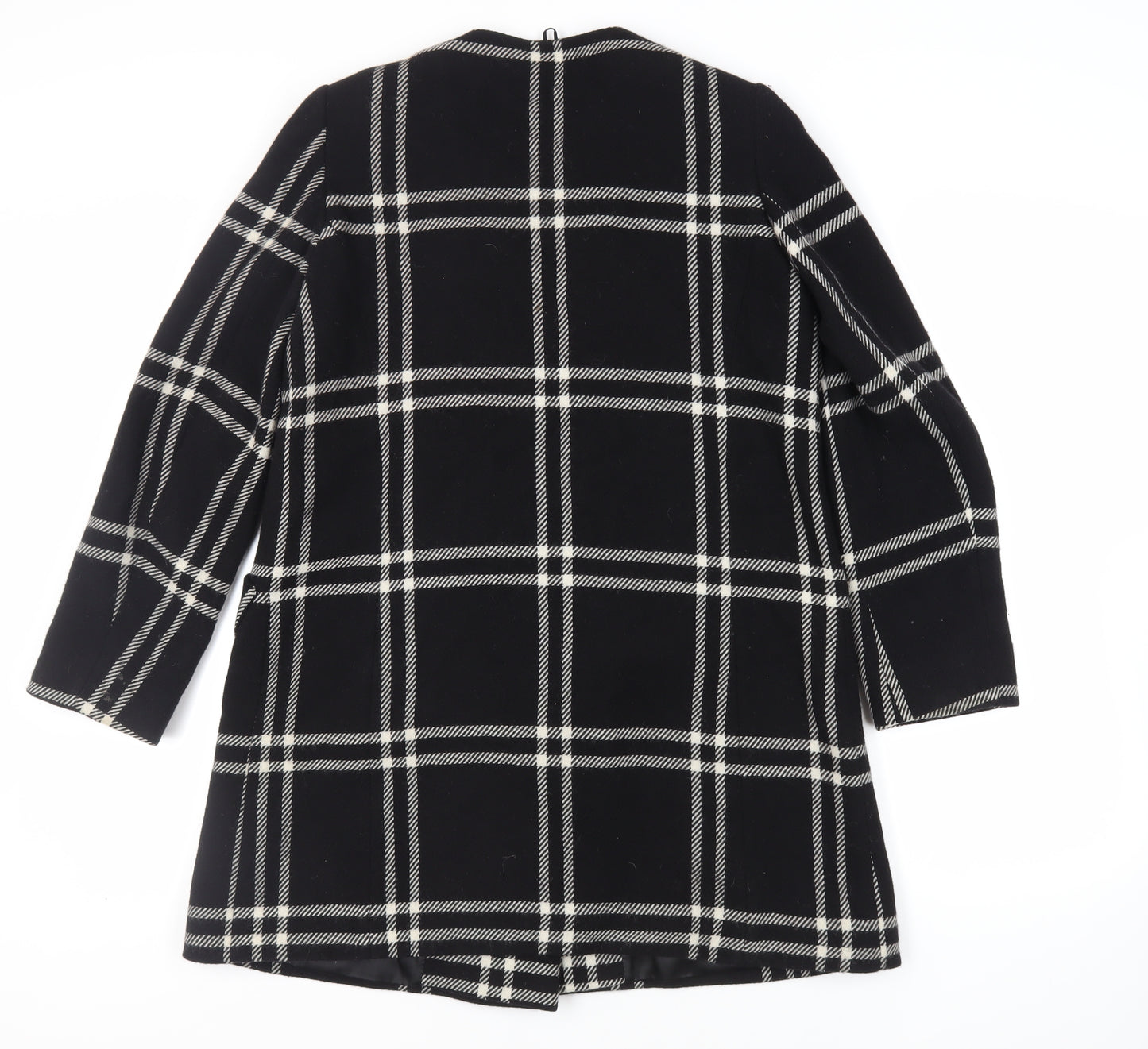 ALEX&CO Womens Black Plaid Overcoat Coat Size 10 Button