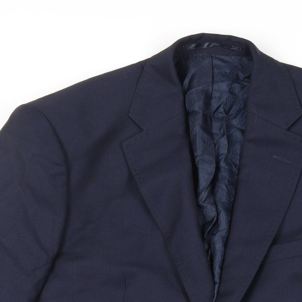 Jaeger Mens Blue Wool Jacket Suit Jacket Size 38 Regular