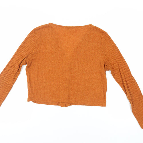 Cotton:On Womens Orange V-Neck Polyester Cardigan Jumper Size M