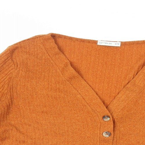 Cotton:On Womens Orange V-Neck Polyester Cardigan Jumper Size M