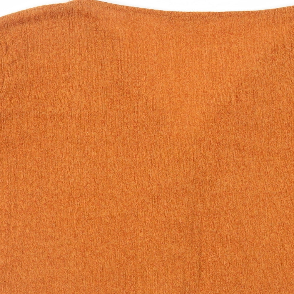 Cotton:On Womens Orange V-Neck Polyester Cardigan Jumper Size M