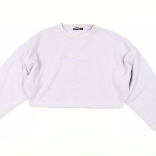 Boohoo Womens Purple Cotton Pullover Sweatshirt Size S Pullover - Cropped