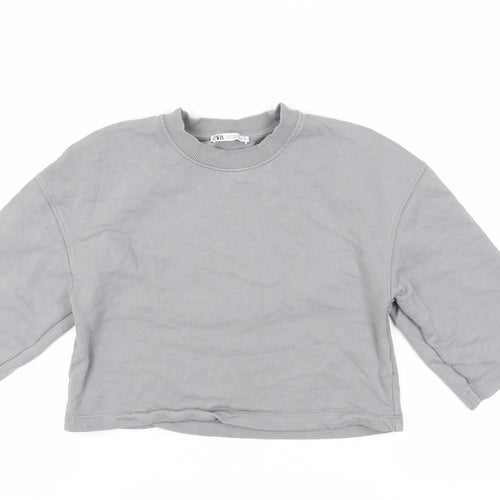 Zara Womens Grey Cotton Pullover Sweatshirt Size S Pullover - Cropped