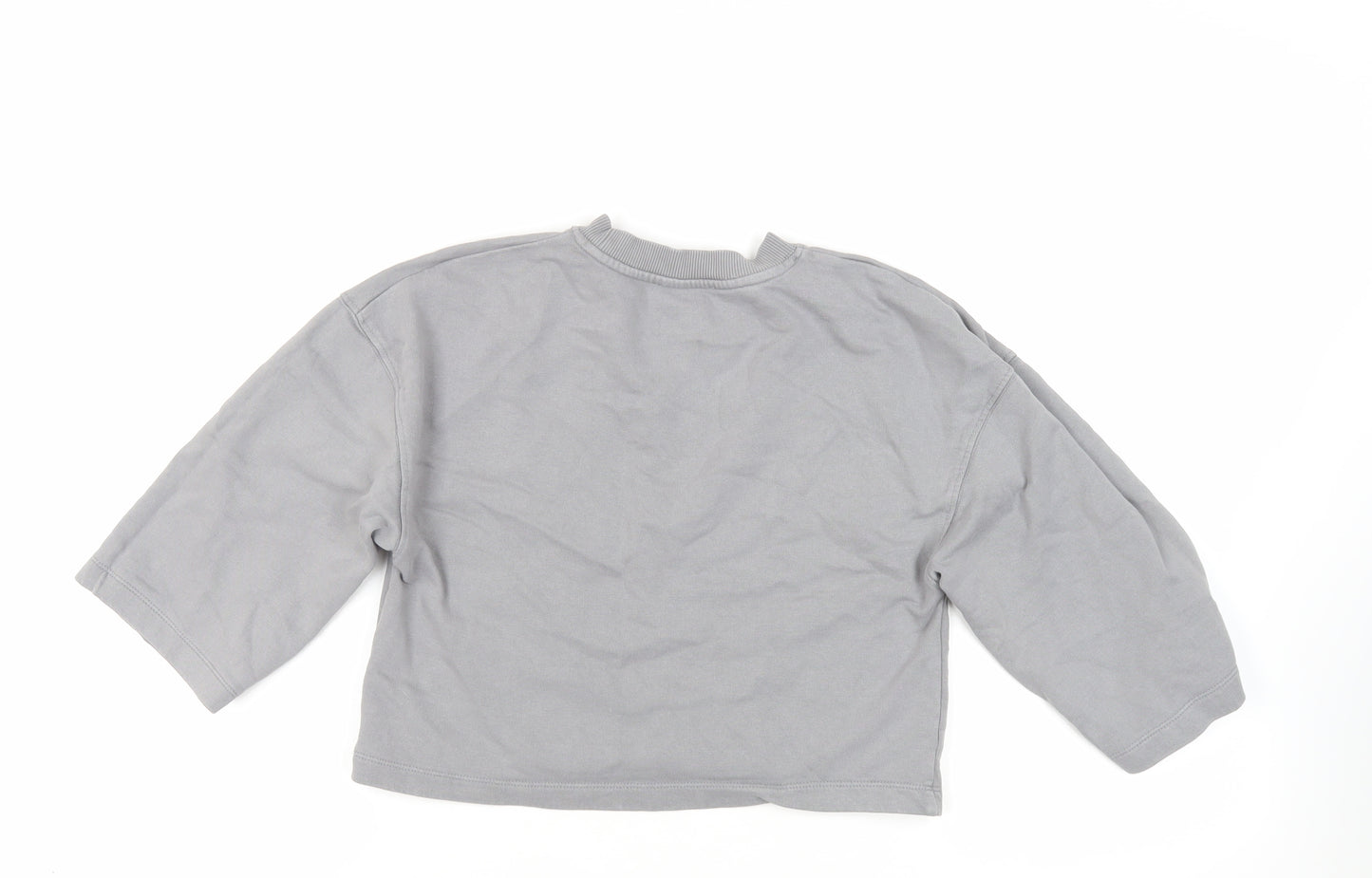 Zara Womens Grey Cotton Pullover Sweatshirt Size S Pullover - Cropped