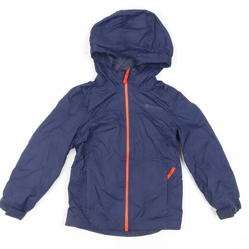 Mountain Warehouse Boys Blue Windbreaker Jacket Size 5-6 Years Zip - Hooded Logo Waterproof