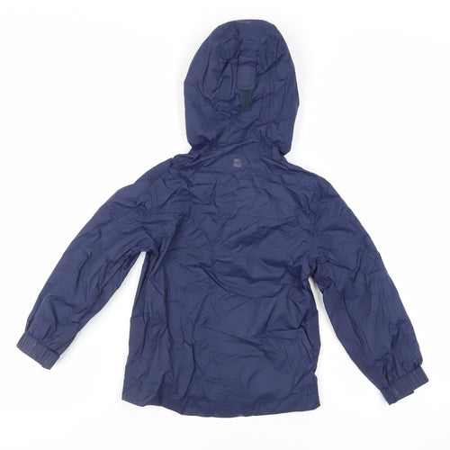 Mountain Warehouse Boys Blue Windbreaker Jacket Size 5-6 Years Zip - Hooded Logo Waterproof