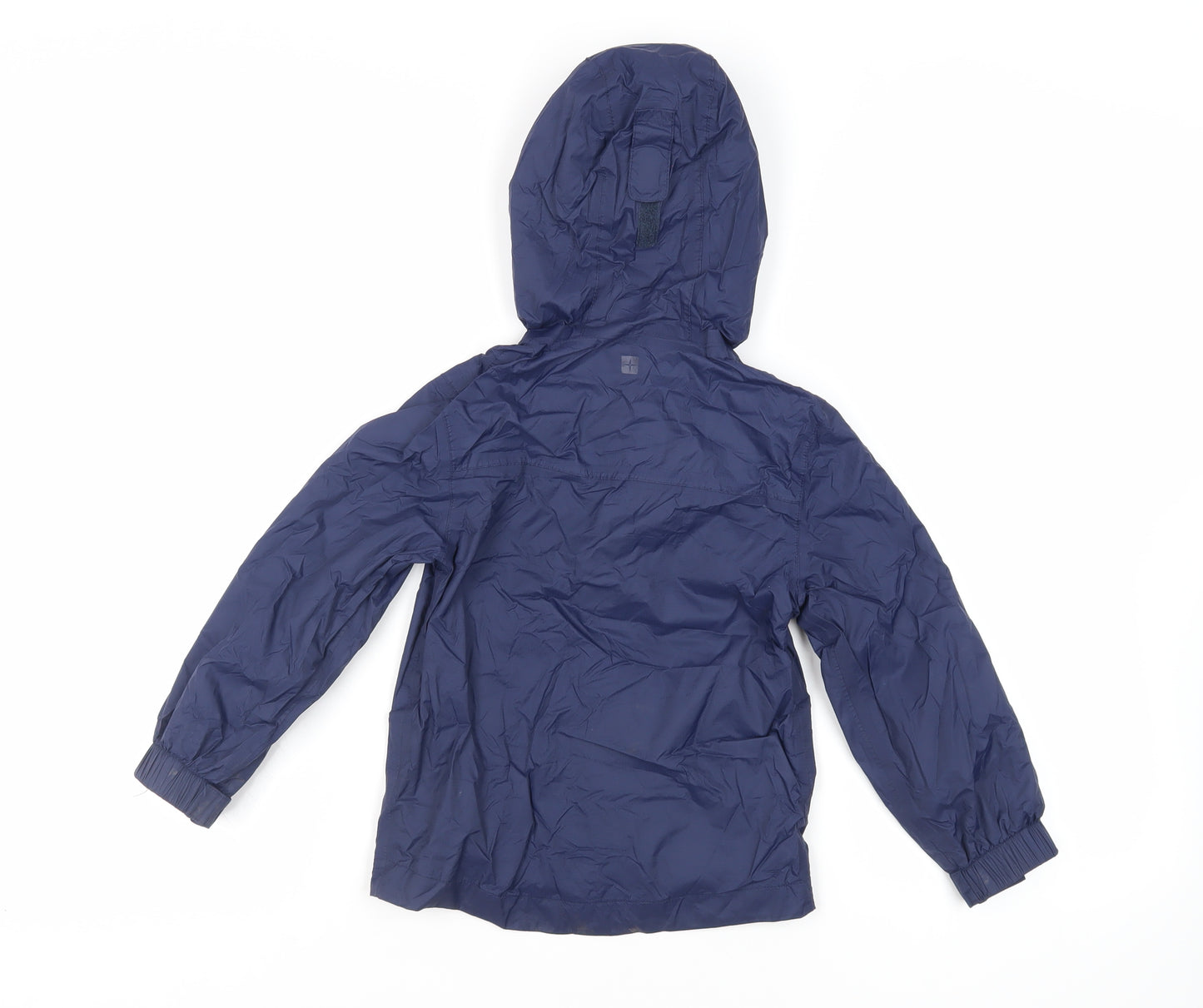 Mountain Warehouse Boys Blue Windbreaker Jacket Size 5-6 Years Zip - Hooded Logo Waterproof