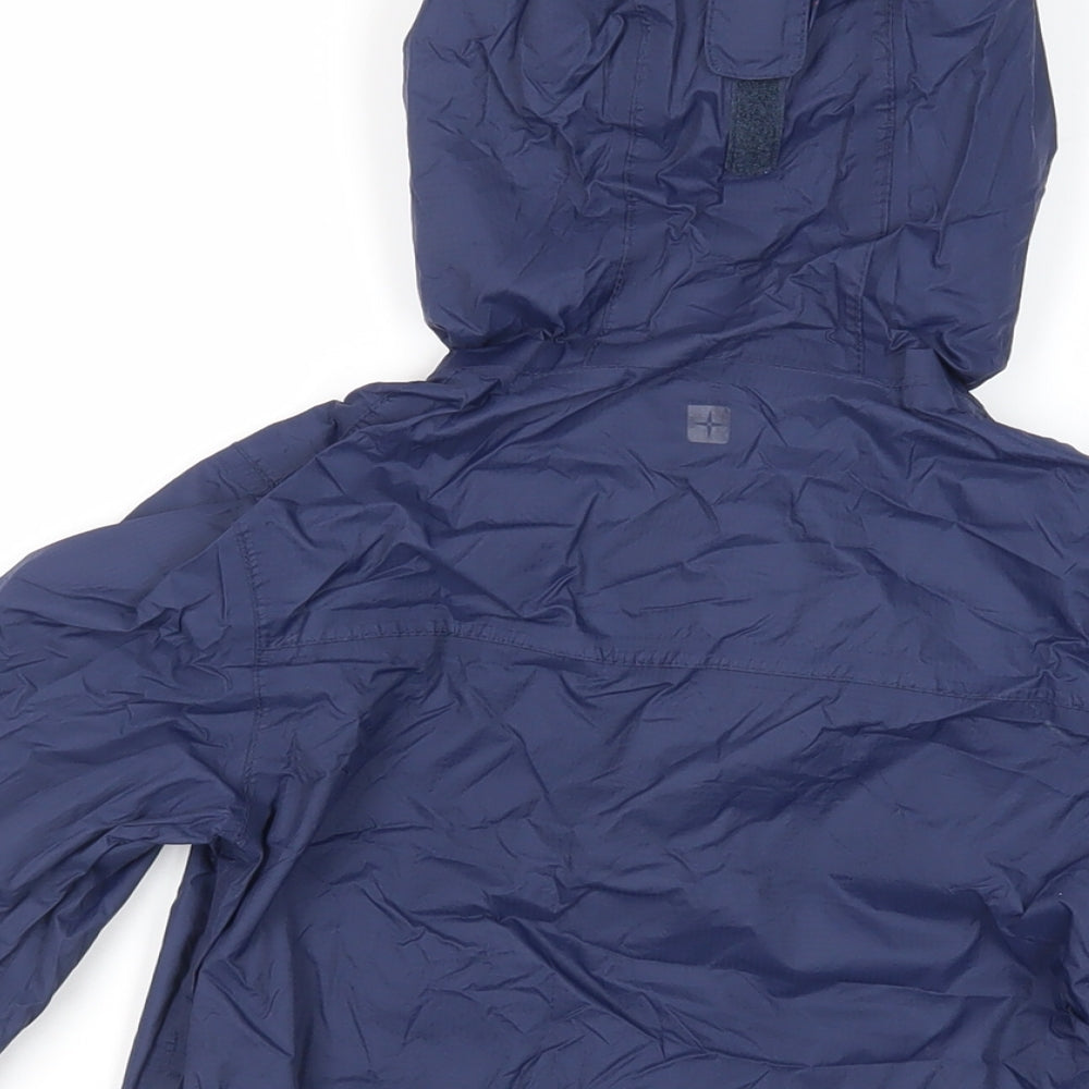 Mountain Warehouse Boys Blue Windbreaker Jacket Size 5-6 Years Zip - Hooded Logo Waterproof