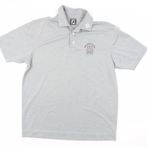 FJ Mens Grey Polyester Polo Size XL Collared Button - Logo Golf