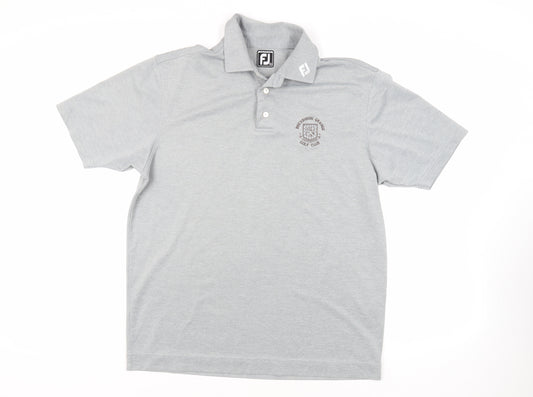 FJ Mens Grey Polyester Polo Size XL Collared Button - Logo Golf