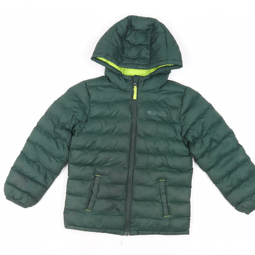 Mountain Warehouse Boys Green Quilted Jacket Size 5-6 Years Zip - Logo Hooded