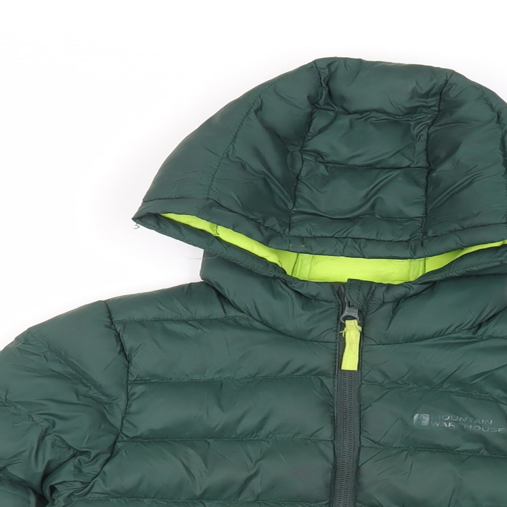 Mountain Warehouse Boys Green Quilted Jacket Size 5-6 Years Zip - Logo Hooded