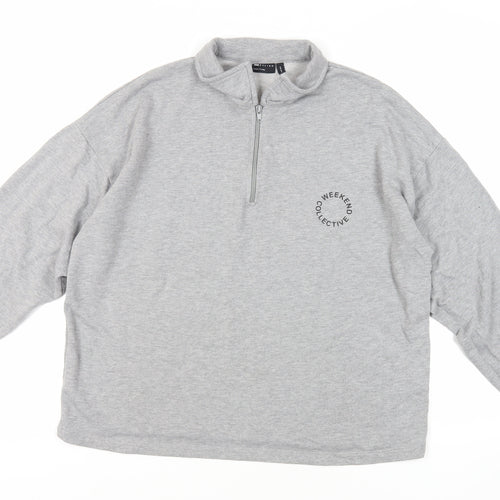 ASOS Womens Grey Cotton Pullover Sweatshirt Size 10 Zip