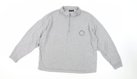 ASOS Womens Grey Cotton Pullover Sweatshirt Size 10 Zip