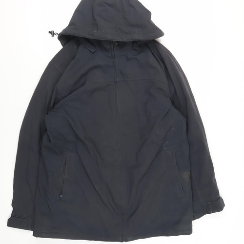 Weatherproof Mens Blue Windbreaker Jacket Size L Zip - Hooded Zipped Pockets Waterproof