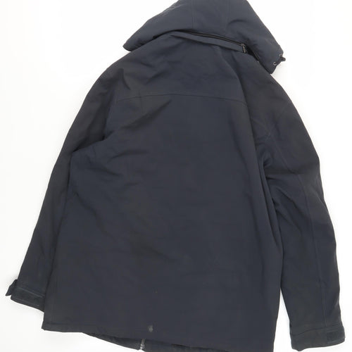 Weatherproof Mens Blue Windbreaker Jacket Size L Zip - Hooded Zipped Pockets Waterproof