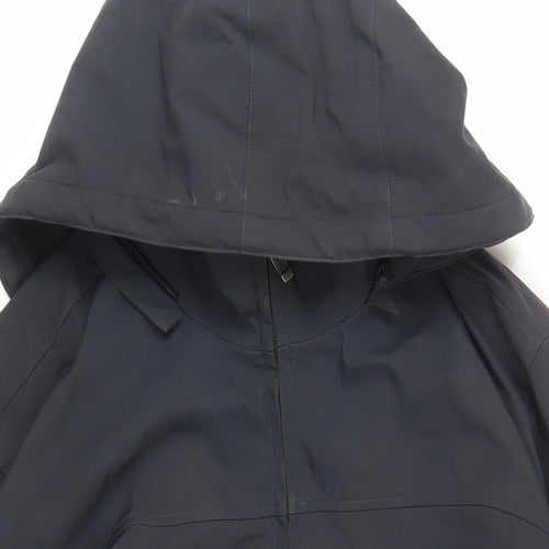 Weatherproof Mens Blue Windbreaker Jacket Size L Zip - Hooded Zipped Pockets Waterproof