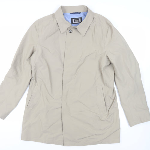 Bugatti Mens Beige Overcoat Coat Size 38 Button - Water-Repellent Lightweight