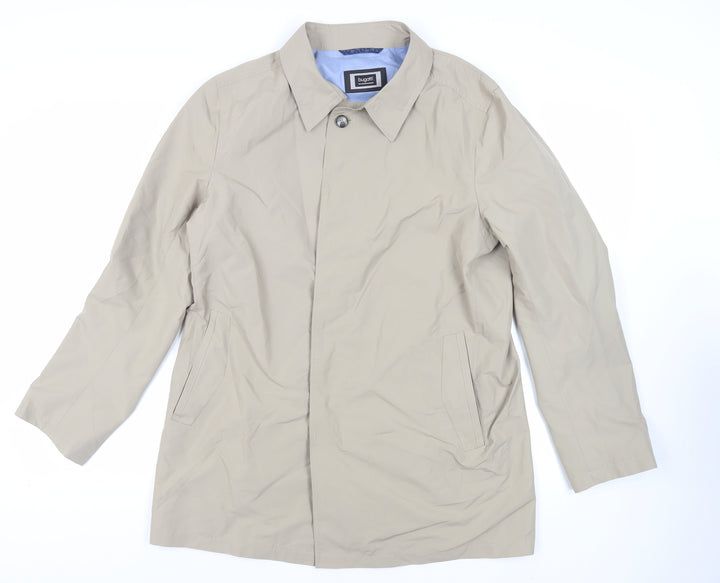 Bugatti Mens Beige Overcoat Coat Size 38 Button - Water-Repellent Lightweight