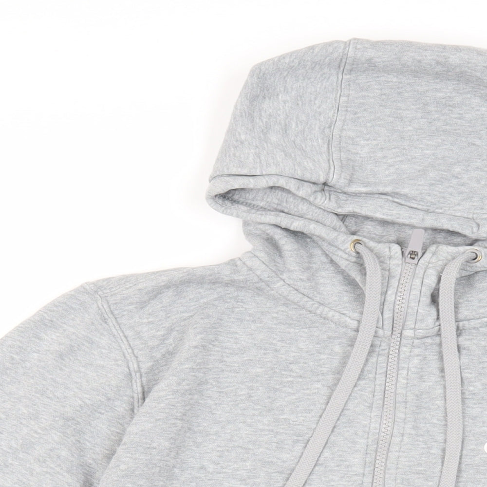 Nike Mens Grey Cotton Full Zip Hoodie Size S - Logo Pockets