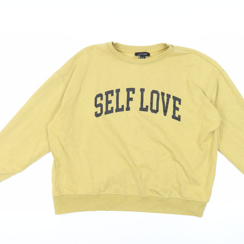 New Look Womens Yellow Cotton Pullover Sweatshirt Size M Pullover - Self Love