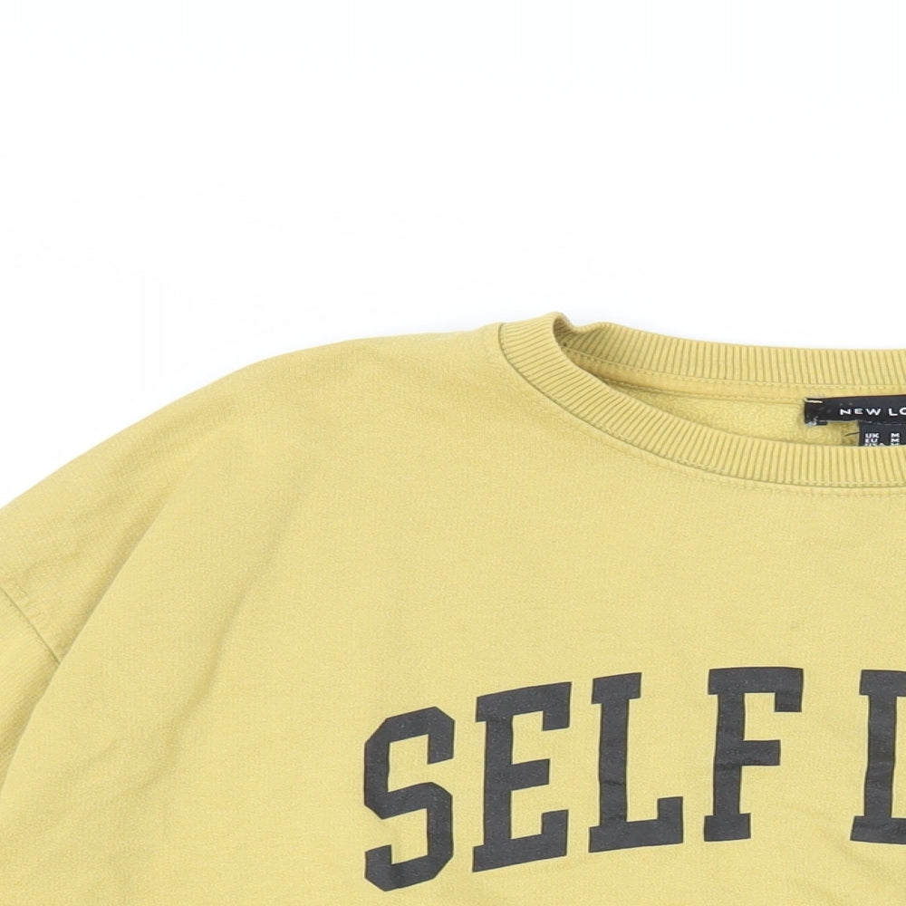 New Look Womens Yellow Cotton Pullover Sweatshirt Size M Pullover - Self Love