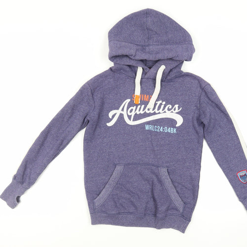 Swimzi Boys Blue Cotton Pullover Hoodie Size 11-12 Years Pullover - Logo Pockets