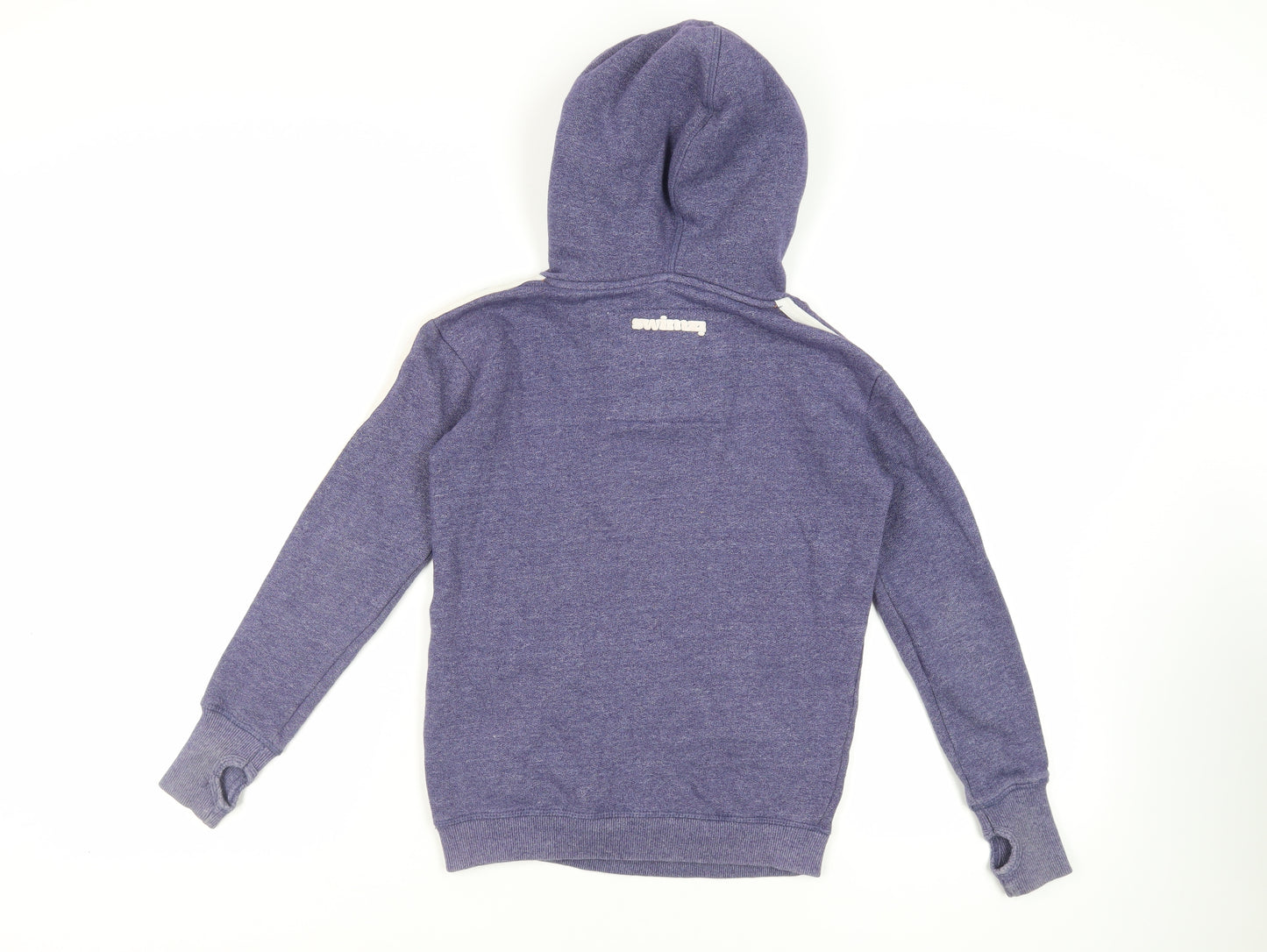 Swimzi Boys Blue Cotton Pullover Hoodie Size 11-12 Years Pullover - Logo Pockets