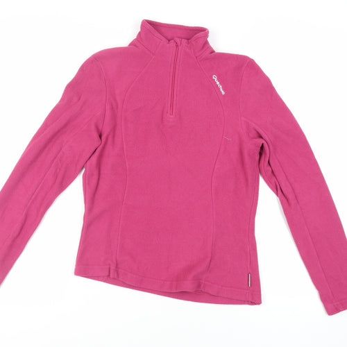 DECATHLON Womens Pink Polyester Pullover Sweatshirt Size S Zip