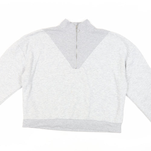 Boohoo Womens Grey Cotton Pullover Sweatshirt Size 12 Zip
