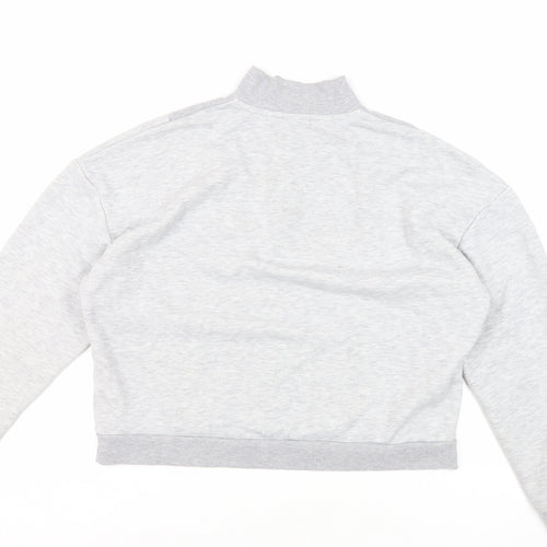 Boohoo Womens Grey Cotton Pullover Sweatshirt Size 12 Zip