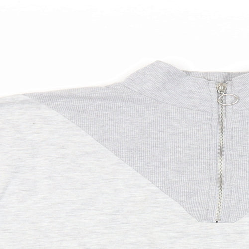 Boohoo Womens Grey Cotton Pullover Sweatshirt Size 12 Zip