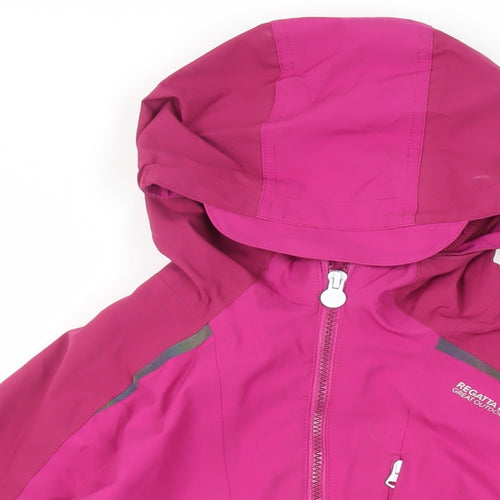 Regatta Girls Purple Windbreaker Jacket Size 13 Years Zip - Hooded Zipped Pockets Technical Outdoors