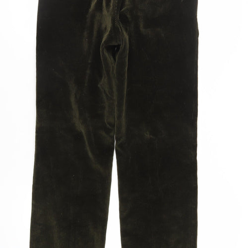 House of Bruar Mens Green Cotton Trousers Size 34 in L34 in Regular Zip