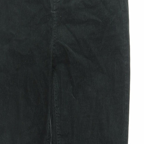 Marks and Spencer Womens Green Cotton Trousers Size 10 L33 in Regular Zip - Long Lenght