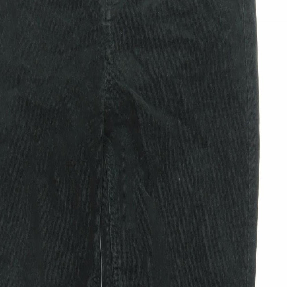 Marks and Spencer Womens Green Cotton Trousers Size 10 L33 in Regular Zip - Long Lenght