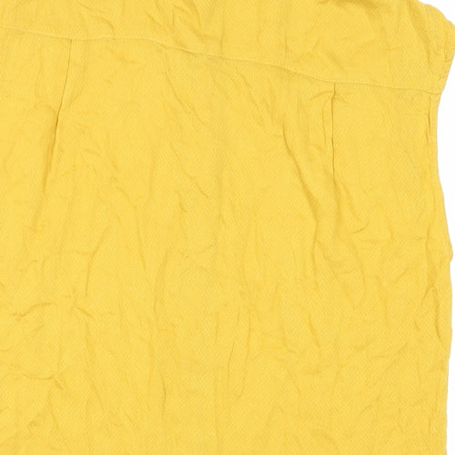 H&M Womens Yellow Viscose Basic Button-Up Size 8 Collared
