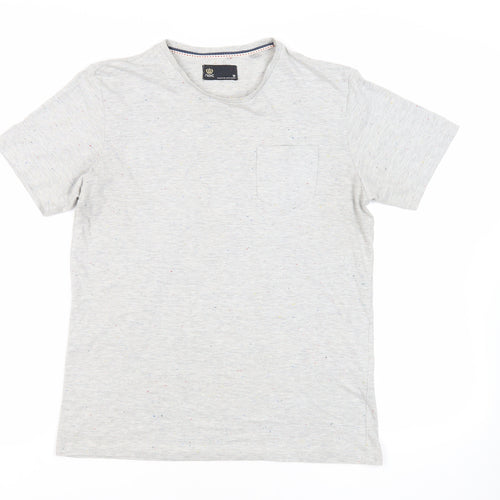 NEXT Mens Grey Cotton T-Shirt Size M Crew Neck - Flecked