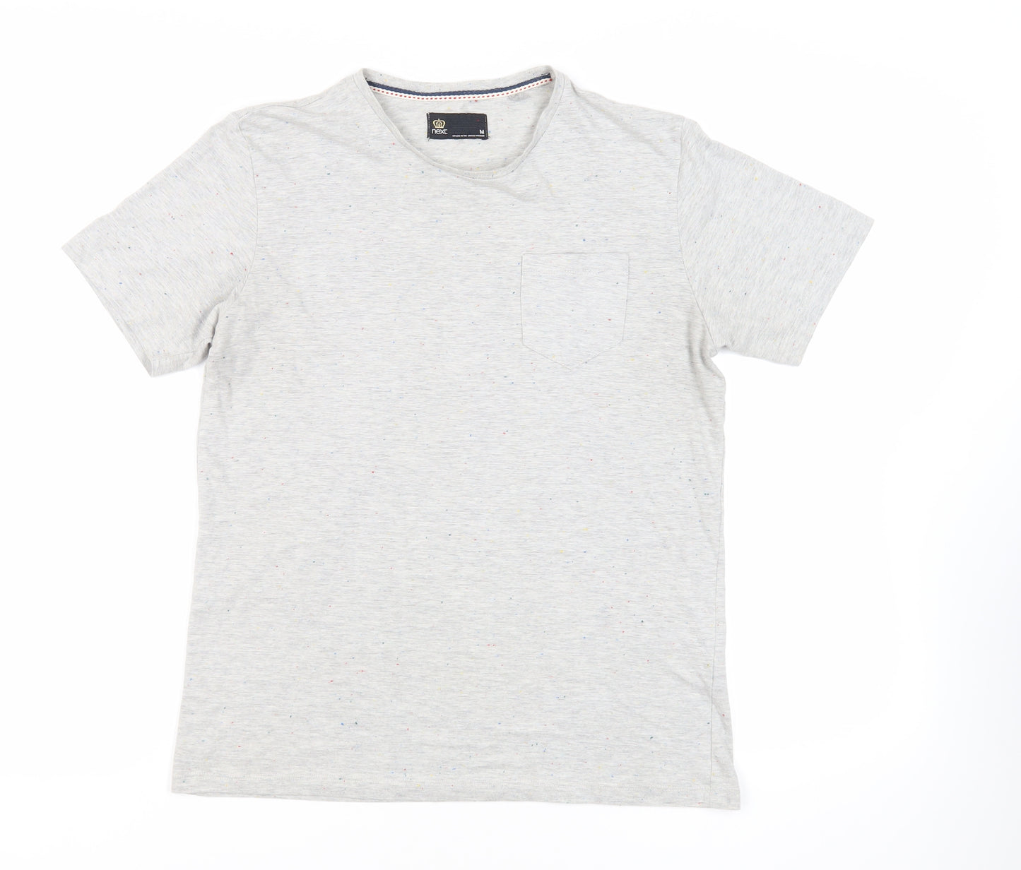 NEXT Mens Grey Cotton T-Shirt Size M Crew Neck - Flecked