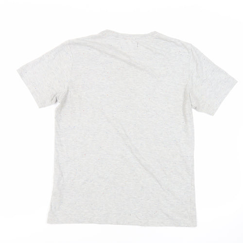 NEXT Mens Grey Cotton T-Shirt Size M Crew Neck - Flecked