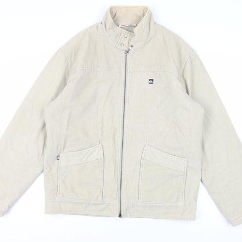 Quicksilver Mens Beige Jacket Size L Zip - Logo