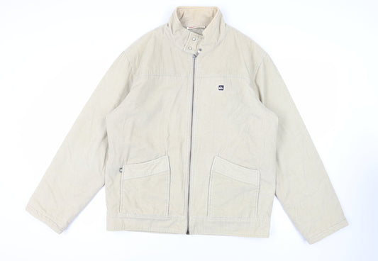 Quicksilver Mens Beige Jacket Size L Zip - Logo