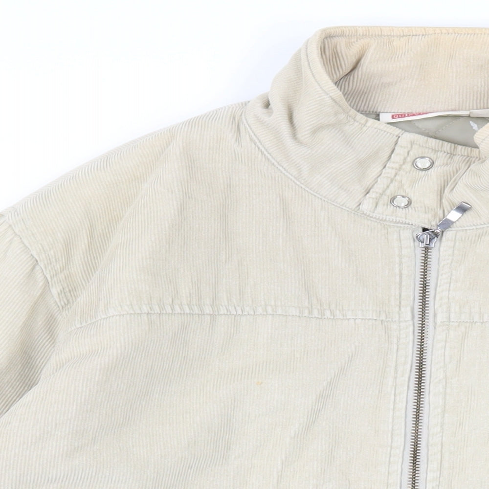 Quicksilver Mens Beige Jacket Size L Zip - Logo